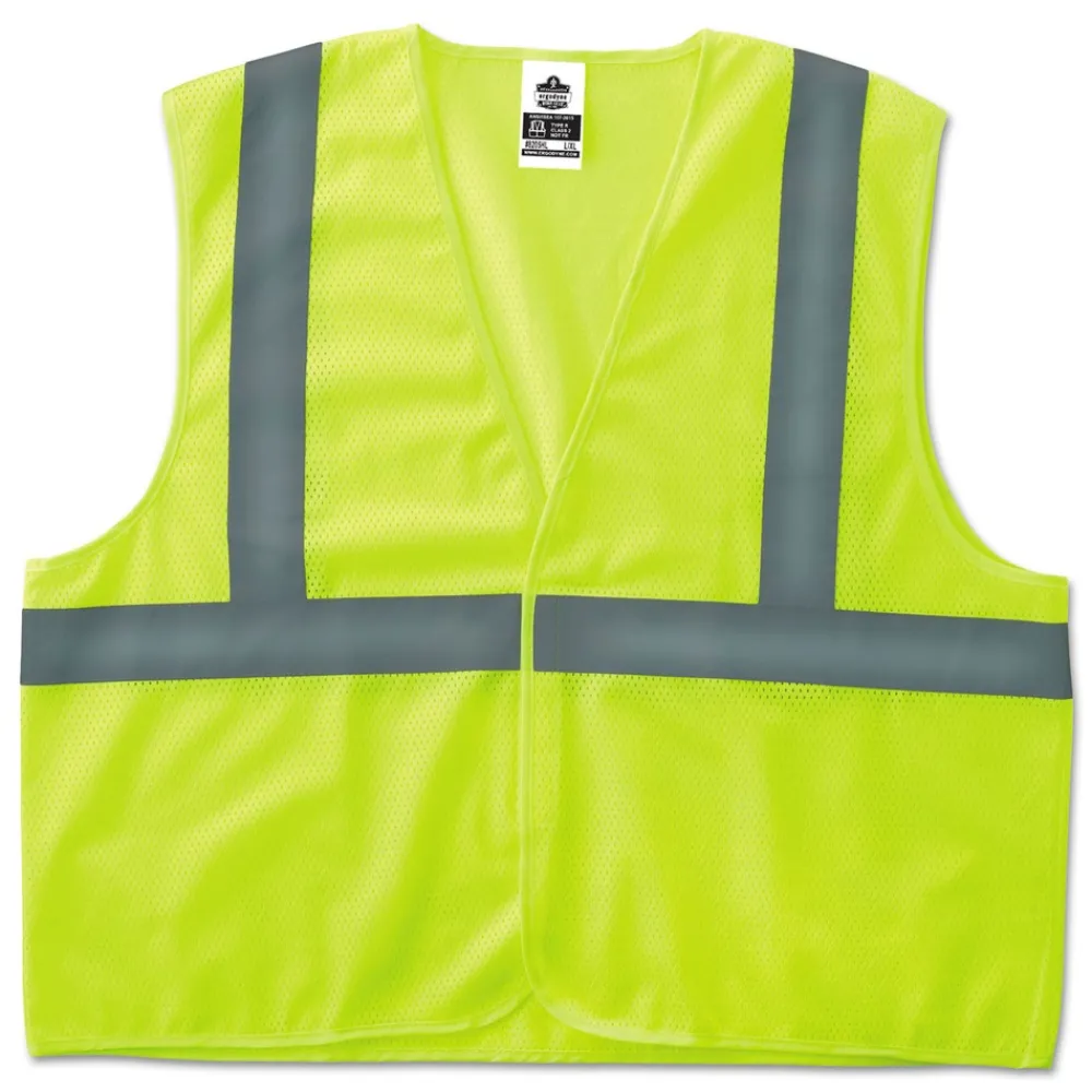 Outlet GloWear 8205HL Type R Class 2 Super Econo Mesh Safety Vest - 2X-Large to 3X-Large/Lime Safety Vests