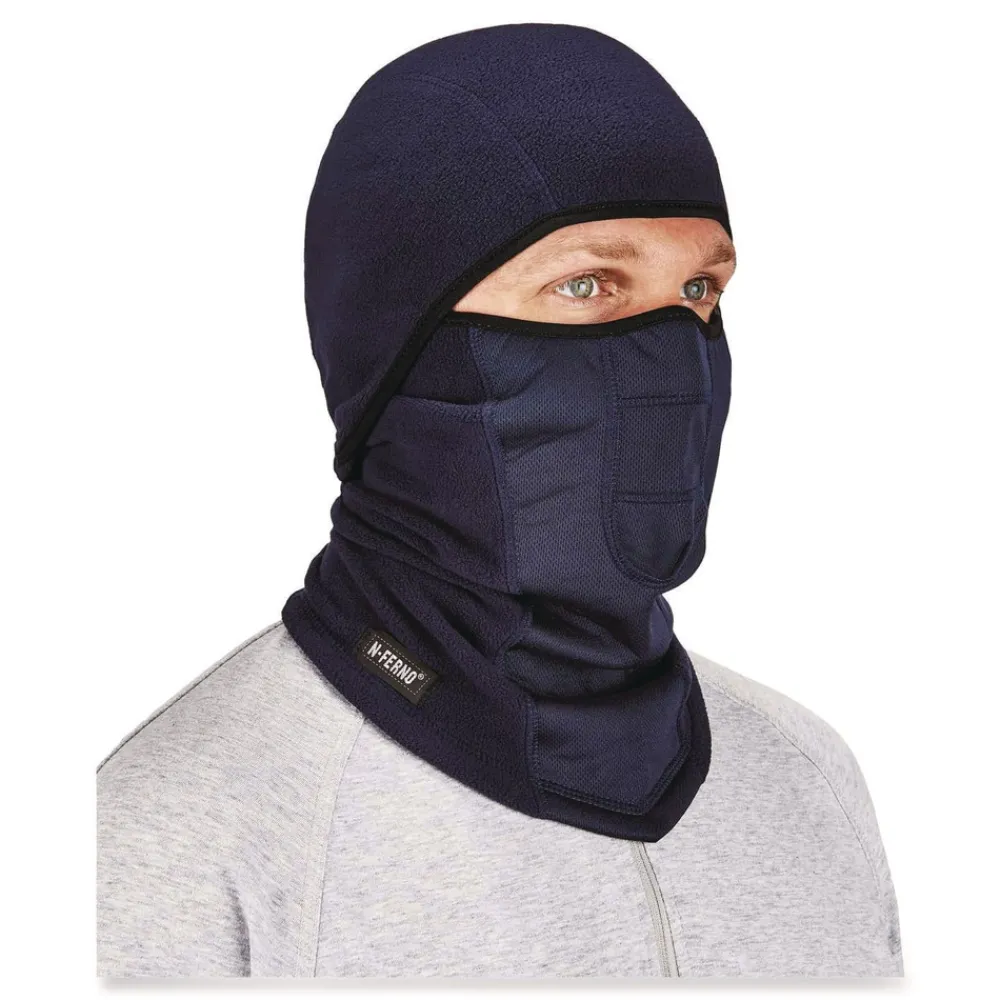 Clearance N-Ferno 6823 One Size Fits Most Fleece Hinged Balaclava Face Mask - Navy Masks