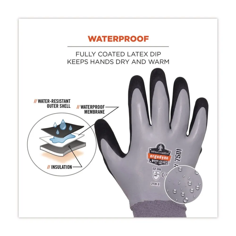 ProFlex 7501 Coated Waterproof Winter Gloves - Large Gray (1-Pair) Work Gloves