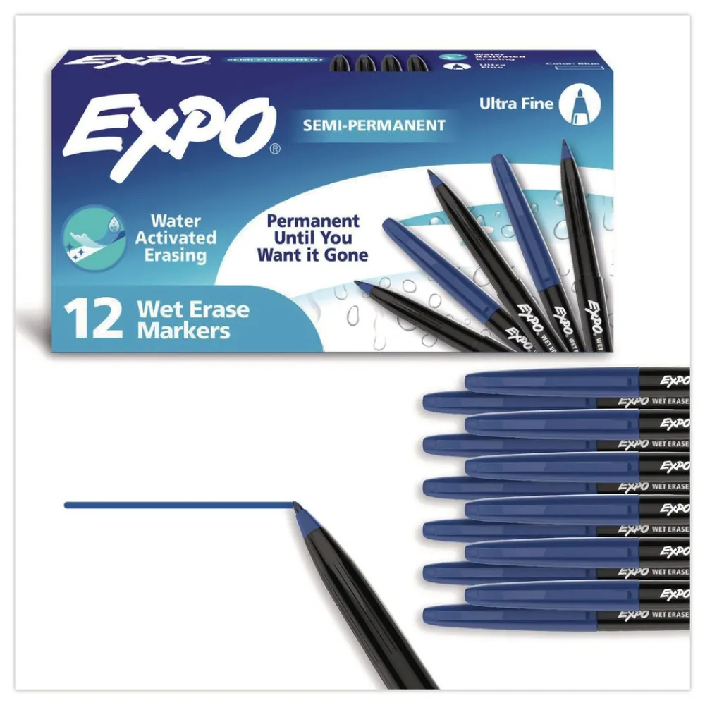 New Fine Bullet Tip Wet Erase Marker - Blue (1-Dozen) Pens, Pencils & Markers
