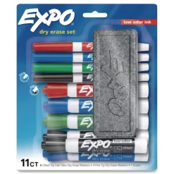 Hot Low-Odor Dry Erase 10-Color Marker and Eraser Set Broad Chisel/Fine Bullet Tips Assorted Colors 11 Pieces/Set Pens, Pencils & Markers