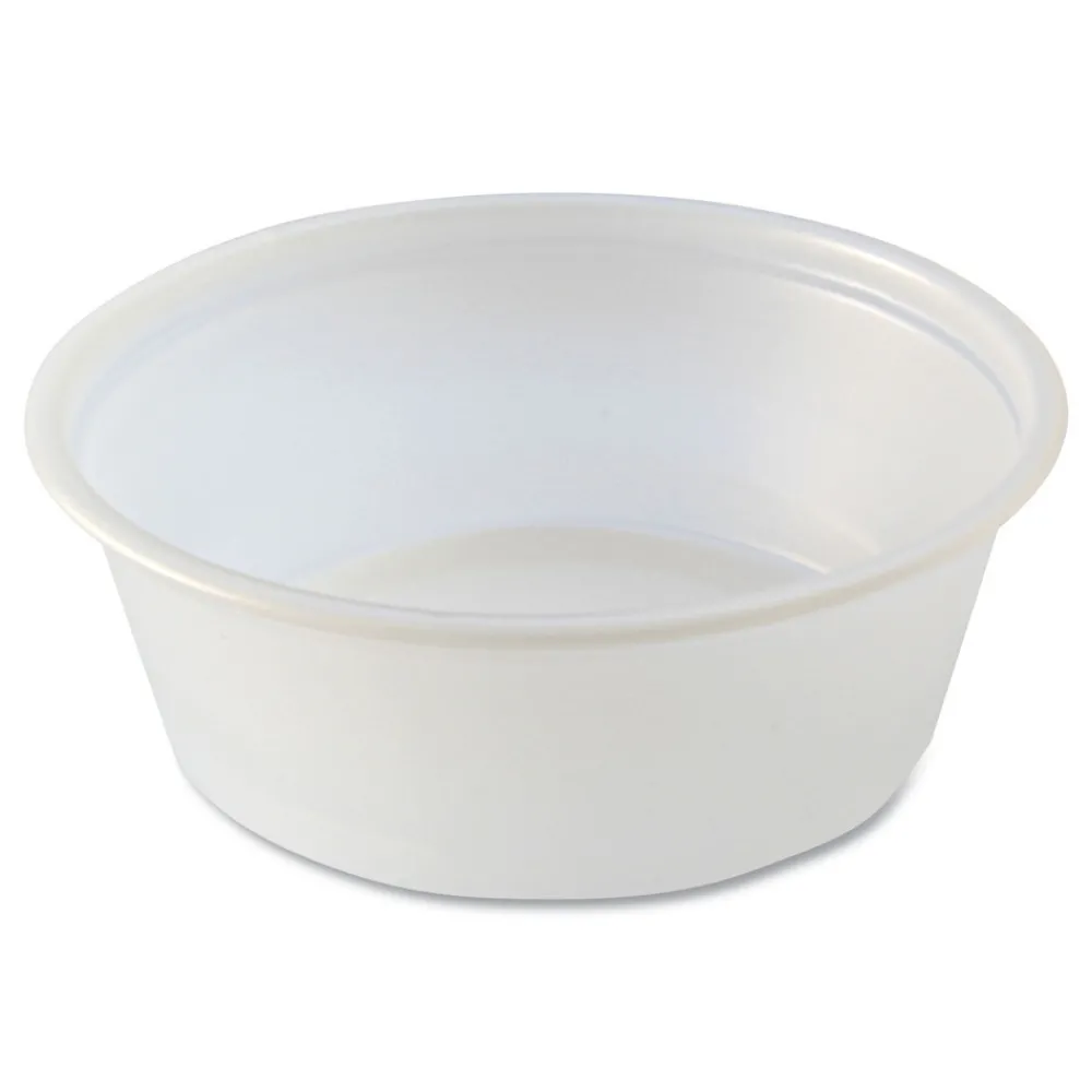 1.5 oz. Squat Plastic Portion Cups - Translucent (10/Carton) Tabletop And Serveware