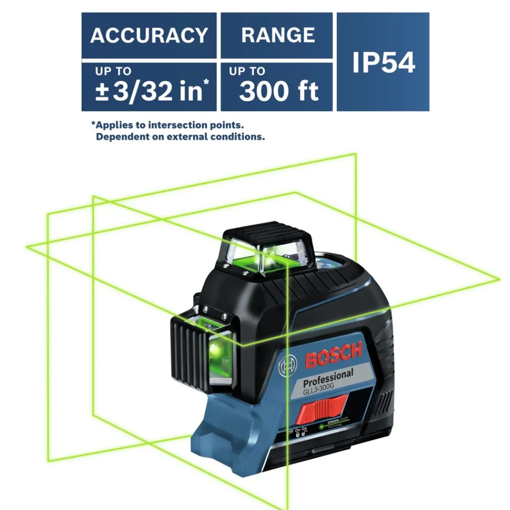 Outlet Factory Reconditioned 360 Degrees Green-Beam Three-Plane Leveling and Alignment-Line Laser Measuring Tools