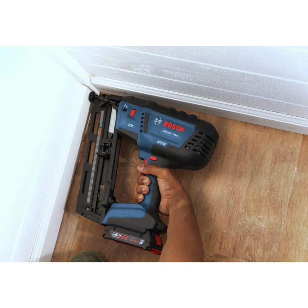 Best Factory Reconditioned 18V Lithium-Ion Brushless 16-Gauge Cordless Angled Finish Nailer Kit (2 Ah) Nailers & Staplers