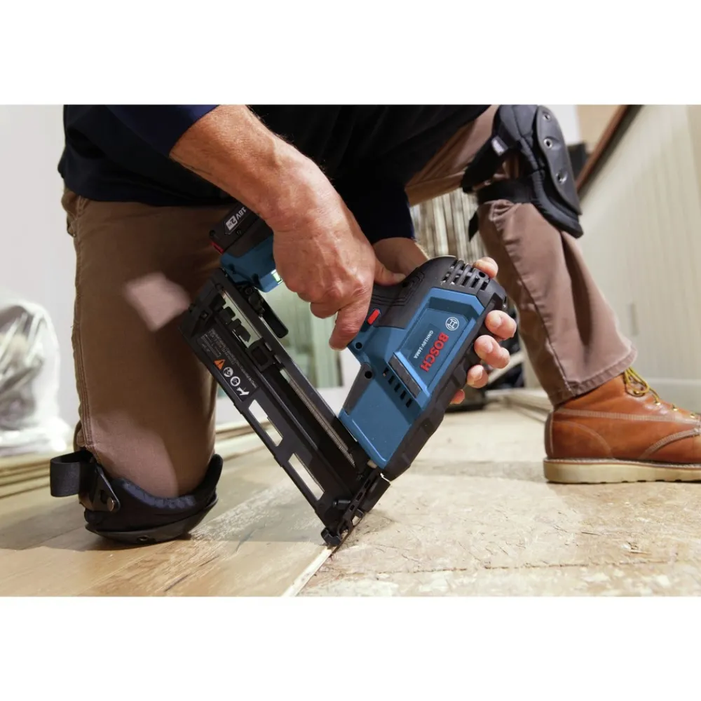 Best Factory Reconditioned 18V Lithium-Ion Brushless 16-Gauge Cordless Angled Finish Nailer Kit (2 Ah) Nailers & Staplers