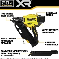 Factory Reconditioned 20V MAX XR Lithium-Ion Brushless Paper Collated 30-Degree Cordless Framing Nailer (Tool Only) Nailers & Staplers