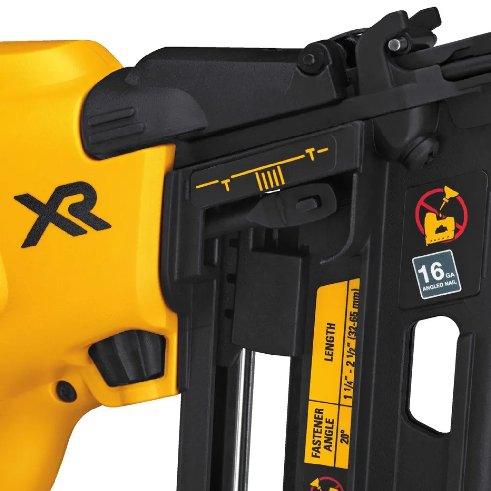 Clearance Factory Reconditioned 20V MAX Brushless Lithium-Ion 16-Gauge 2-1/2 in. Cordless Angled Finish Nailer Kit (2 Ah) Nailers & Staplers