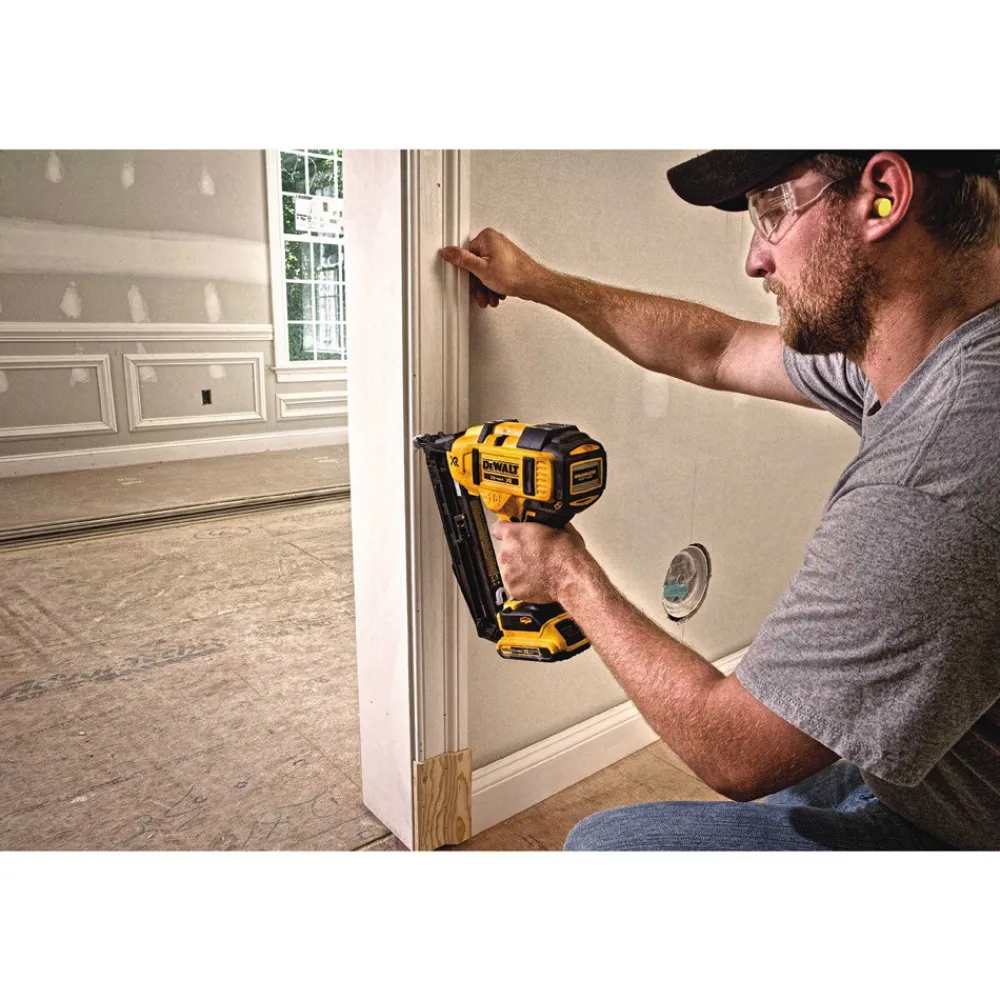 Clearance Factory Reconditioned 20V MAX Brushless Lithium-Ion 16-Gauge 2-1/2 in. Cordless Angled Finish Nailer Kit (2 Ah) Nailers & Staplers