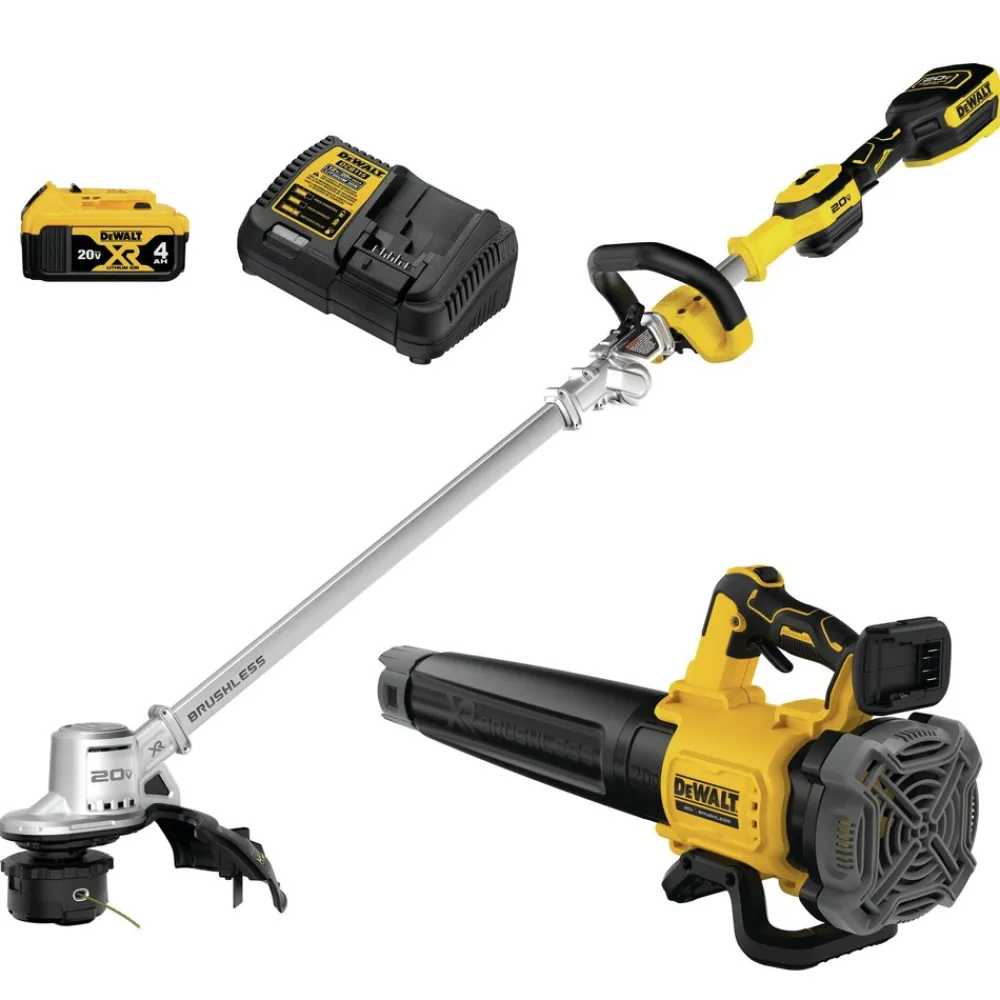 Clearance Factory Reconditioned 20V MAX XR Brushless Lithium-Ion 14 in. Cordless Folding String Trimmer/Handheld Blower Combo Kit (4 Ah) Outdoor Power Combo Kits