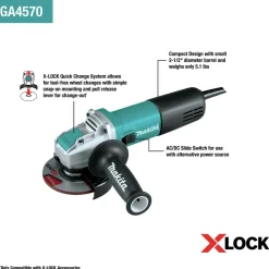 Clearance Factory Reconditioned 7.5 Amp 4-1/2 in. Corded X-LOCK Angle Grinder Angle Grinders