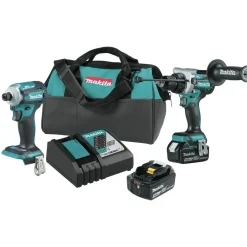 Discount Factory Reconditioned 18V LXT Brushless Lithium-Ion 1/2 in. Cordless Hammer Drill Driver and 4-Speed Impact Driver Combo Kit with 2 Batteries (5 Ah) Combo Kits