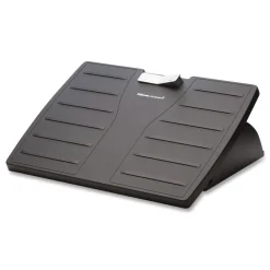 17.5 in. W x 13.13 in. D x 4.13 in. to 5.63 in. H Adjustable Locking Footrest with Microban - Black/Silver Office Furniture & Lighting