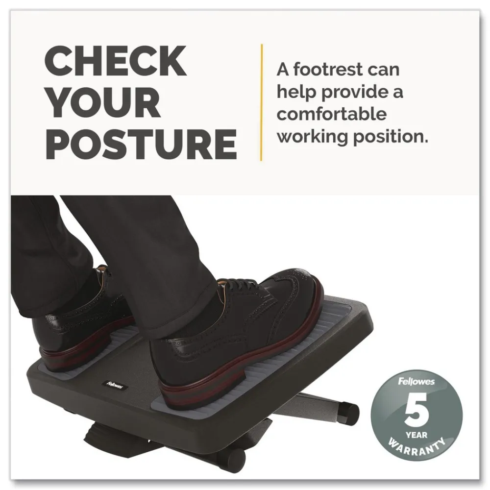 Sale 17.75 in. W x 13.25 in. D x 4 in. to 6.5 in. H HPS Ultimate Foot Support - Black/Gray Office Furniture & Lighting