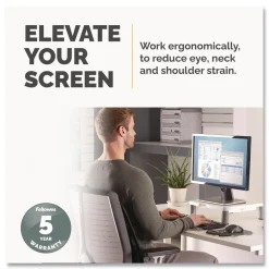 New 13.38 in. x 13.63 in. x 2 in. to 4 in. 60 lbs. Standard Monitor Riser for 21 in. Monitors - Platinum/Graphite Office Furniture & Lighting