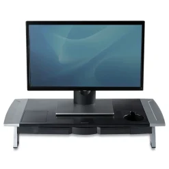 Clearance 27 in. x 14 in. x 4 in. to 6.5 in. Office Suites Premium Monitor Riser - Black/Silver Office Furniture & Lighting