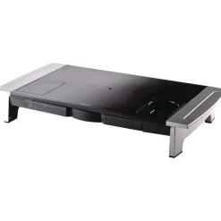 Clearance 27 in. x 14 in. x 4 in. to 6.5 in. Office Suites Premium Monitor Riser - Black/Silver Office Furniture & Lighting