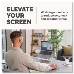 New 9.25 in. x 10.55 in. x 0.55 in. to 8 in. Supports Up to 8.8 lbs. Breyta Laptop Stand - White Office Furniture & Lighting