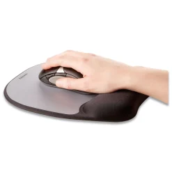 New 7.93 x 9.25 Memory Foam Mouse Pad with Wrist Rest - Black/Silver Office Furniture & Lighting