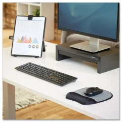 New 7.93 x 9.25 Memory Foam Mouse Pad with Wrist Rest - Black/Silver Office Furniture & Lighting
