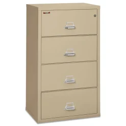 Outlet 4 Legal/Letter-Size File Drawers 31.13 in. x 22.13 in. x 52.75 in. 260 lbs. Overall Capacity Insulated Lateral File - Parchment Office Furniture & Lighting