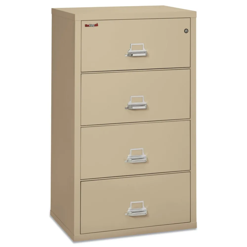 Outlet 4 Legal/Letter-Size File Drawers 31.13 in. x 22.13 in. x 52.75 in. 260 lbs. Overall Capacity Insulated Lateral File - Parchment Office Furniture & Lighting