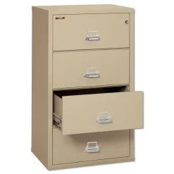 Outlet 4 Legal/Letter-Size File Drawers 31.13 in. x 22.13 in. x 52.75 in. 260 lbs. Overall Capacity Insulated Lateral File - Parchment Office Furniture & Lighting