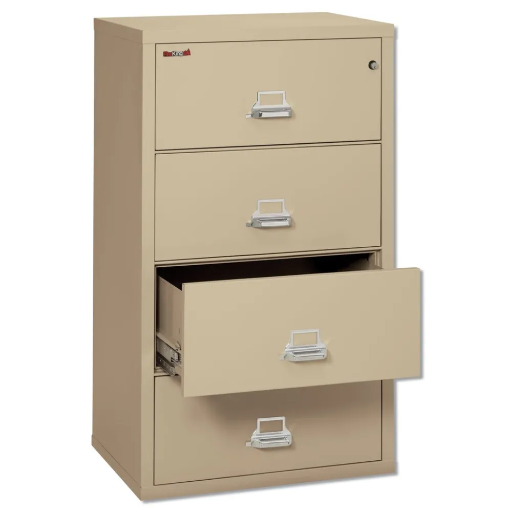 Outlet 4 Legal/Letter-Size File Drawers 31.13 in. x 22.13 in. x 52.75 in. 260 lbs. Overall Capacity Insulated Lateral File - Parchment Office Furniture & Lighting