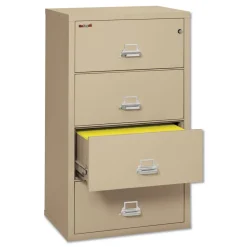 Outlet 4 Legal/Letter-Size File Drawers 31.13 in. x 22.13 in. x 52.75 in. 260 lbs. Overall Capacity Insulated Lateral File - Parchment Office Furniture & Lighting