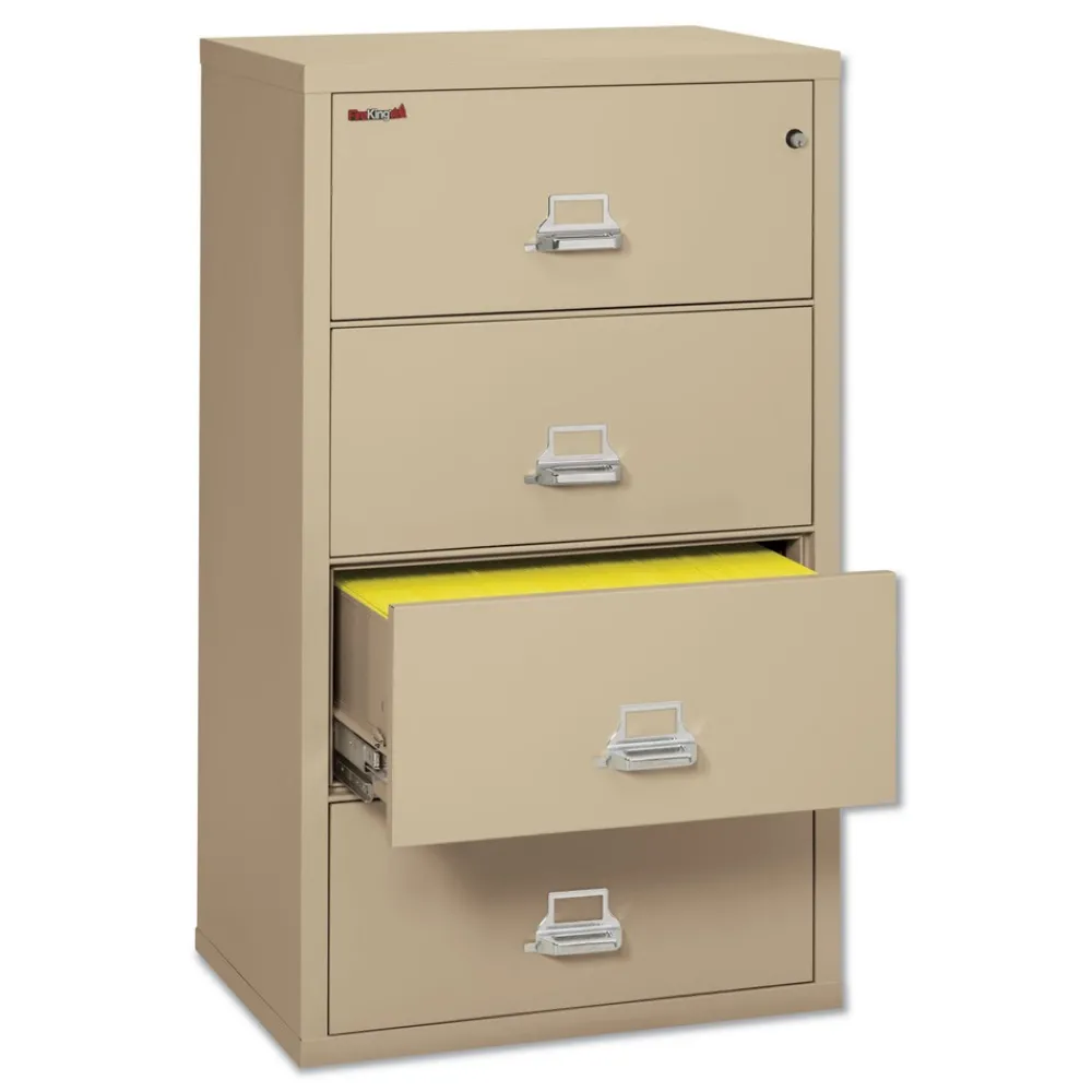 Outlet 4 Legal/Letter-Size File Drawers 31.13 in. x 22.13 in. x 52.75 in. 260 lbs. Overall Capacity Insulated Lateral File - Parchment Office Furniture & Lighting