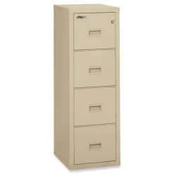 Clearance Compact Turtle 17.75 in. x 22.13 in. x 52.75 in. Insulated Vertical File with 4 Legal/Letter Drawers - Parchment Office Furniture & Lighting