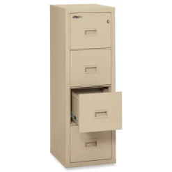 Clearance Compact Turtle 17.75 in. x 22.13 in. x 52.75 in. Insulated Vertical File with 4 Legal/Letter Drawers - Parchment Office Furniture & Lighting