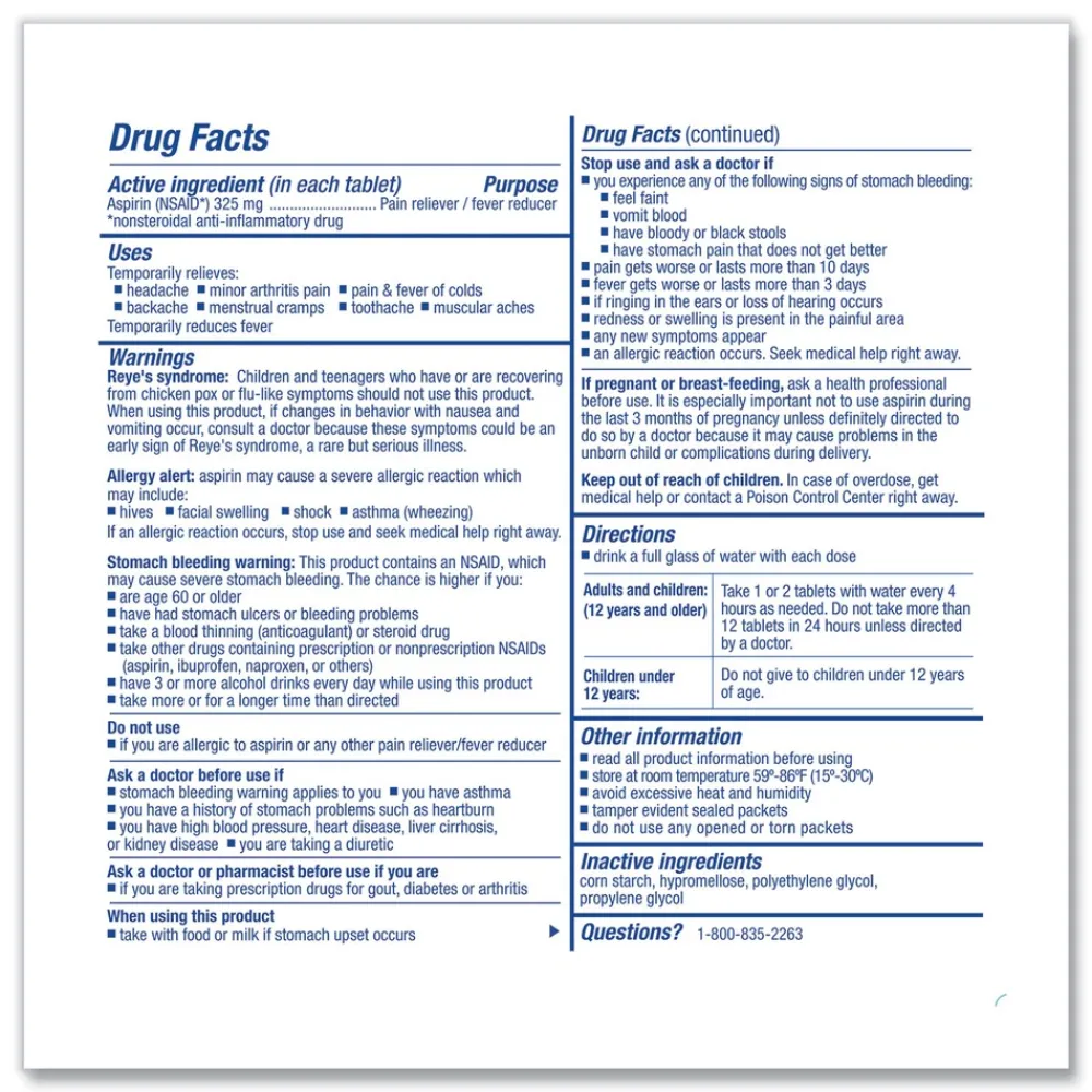 Online Aspirin Tablets (250/Box) Emergency Response