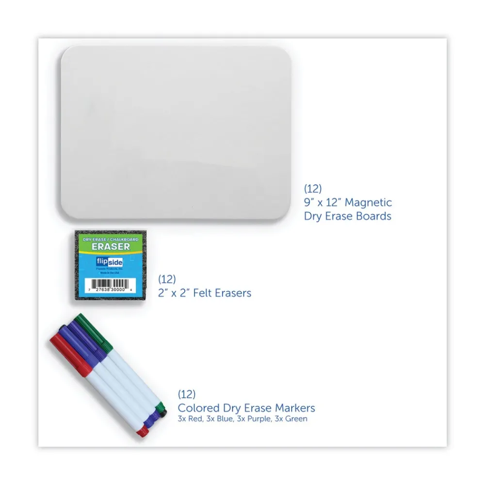 Hot 12 in. x 9 in. Dry Erase Board Set - White Surface (12/Pack) Office Presentation Supplies