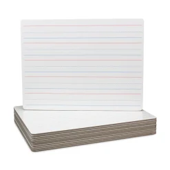 New 12 in. x 9 in. Magnetic 2-Sided Red/Blue Ruled Dry Erase Board - White Surface (12/Pack) Office Presentation Supplies