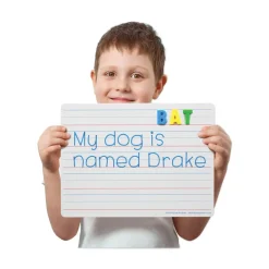 New 12 in. x 9 in. Magnetic 2-Sided Red/Blue Ruled Dry Erase Board - White Surface (12/Pack) Office Presentation Supplies