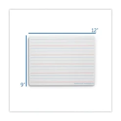 New 12 in. x 9 in. Magnetic 2-Sided Red/Blue Ruled Dry Erase Board - White Surface (12/Pack) Office Presentation Supplies