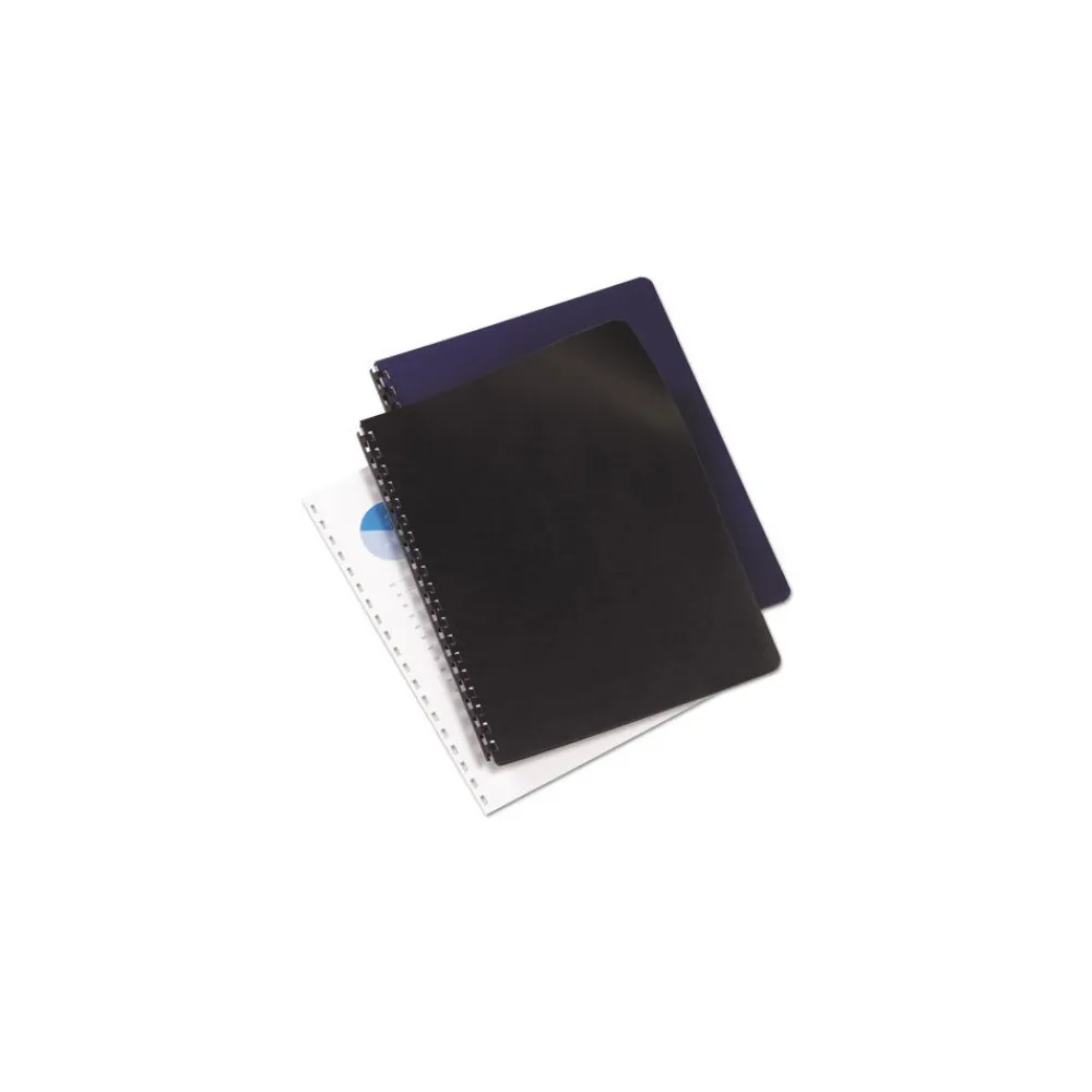 New 11.25 in. x 8.75 in. Leather-Look Unpunched Presentation Covers for Binding Systems - Navy (100 Sets/Box) Binders & Binding Supplies