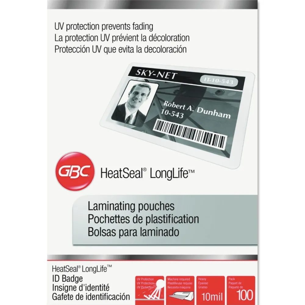 Clearance LongLife 2.56 in. x 3.75 in. 10 mil Thermal Laminating Pouches - Gloss Clear (100/Box) Office Presentation Supplies