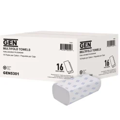 9.25 in. x 9.05 in. 1-Ply Multifold Towels - White (16/Carton) Cleaning & Janitorial Supplies