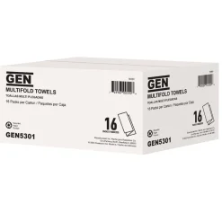 9.25 in. x 9.05 in. 1-Ply Multifold Towels - White (16/Carton) Cleaning & Janitorial Supplies