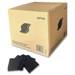 New 1401 4000-Piece/Carton 1-Ply 9 in. x 4.5 in. Cocktail Napkins - Black Paper & Dispensers
