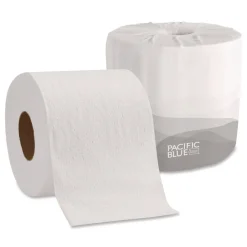 2-Ply Septic Safe Pacific Blue Basic Embossed Bathroom Tissue - White (80 Rolls/Carton) Cleaning & Janitorial Supplies