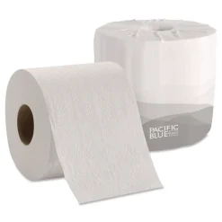 Discount 19881/01 1-Ply Pacific Blue Basic Embossed Septic Safe Bathroom Tissue - White (80 Rolls/Carton) Paper & Dispensers