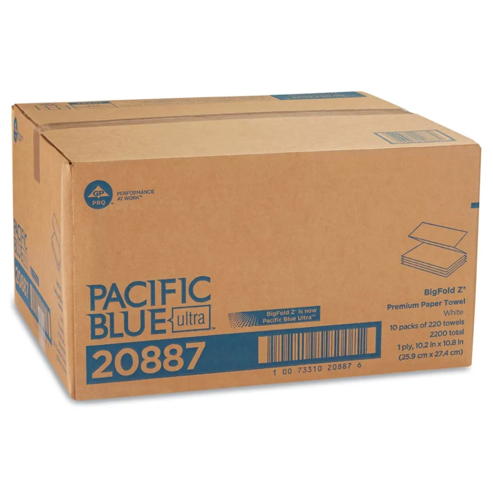 Sale 10.2 in. x 10.8 in. 1-Ply Pacific Blue Ultra Folded Paper Towels - White (2200/Carton) Paper & Dispensers|Cleaning & Janitorial Supplies