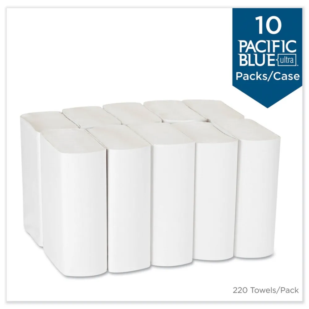 Sale 10.2 in. x 10.8 in. 1-Ply Pacific Blue Ultra Folded Paper Towels - White (2200/Carton) Paper & Dispensers|Cleaning & Janitorial Supplies