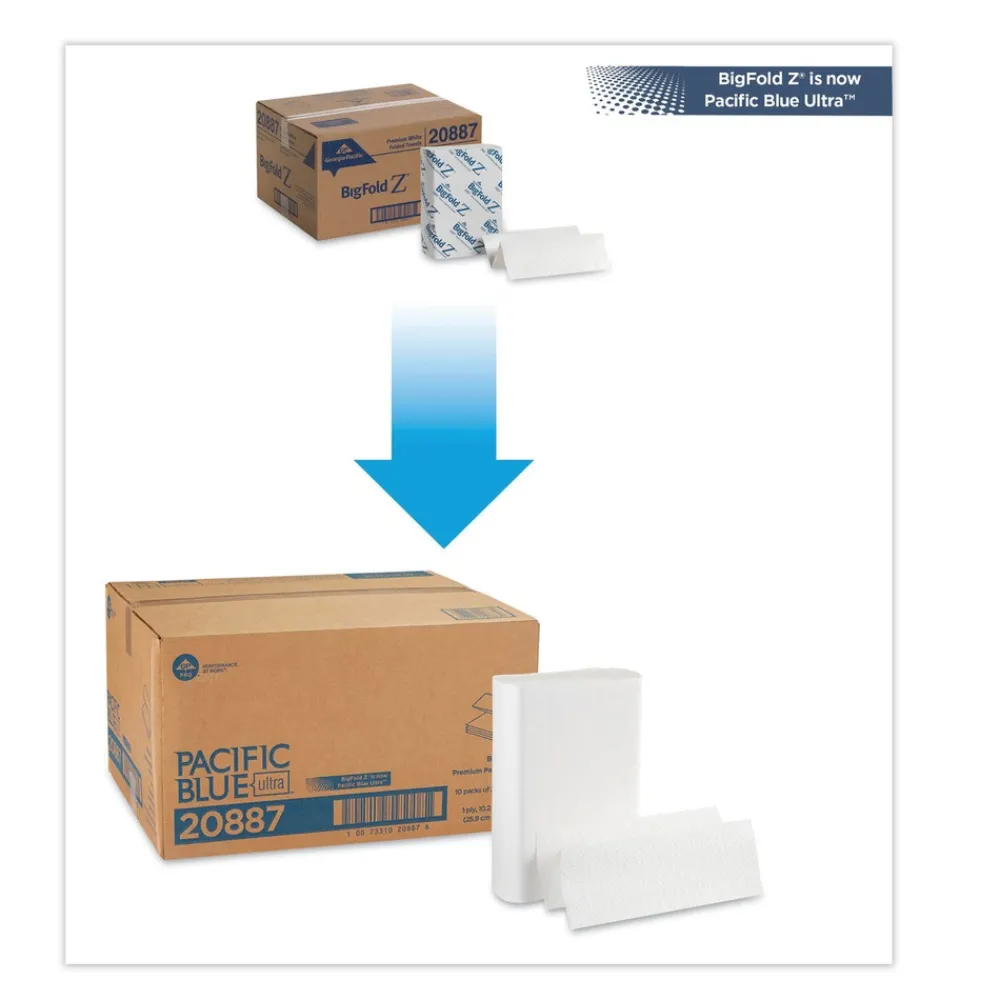 Sale 10.2 in. x 10.8 in. 1-Ply Pacific Blue Ultra Folded Paper Towels - White (2200/Carton) Paper & Dispensers|Cleaning & Janitorial Supplies