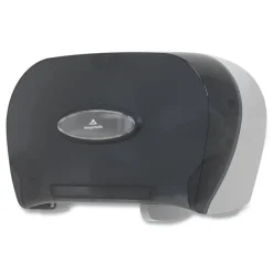 Hot 13.56 in. x 5.75 in. x 8.63 in. 2-Roll Bathroom Tissue Dispenser - Smoke Paper & Dispensers