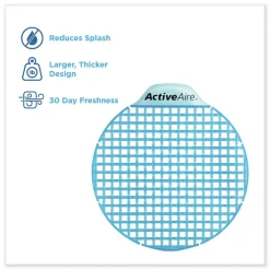 Hot ActiveAire Deodorizer Urinal Screen with Side Tab - Coastal Breeze Scent, Blue (12/Carton) Odor Control