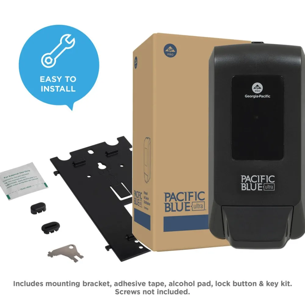 Outlet Pacific Blue Ultra 5.6 in. x 4.4 in. x 11.5 in. 1200 mL Refill Soap/Sanitizer Dispenser - Black (1/Carton) Skin Care & Personal Hygiene