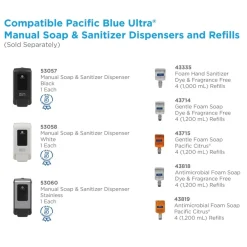 Outlet Pacific Blue Ultra 5.6 in. x 4.4 in. x 11.5 in. 1200 mL Refill Soap/Sanitizer Dispenser - Black (1/Carton) Skin Care & Personal Hygiene
